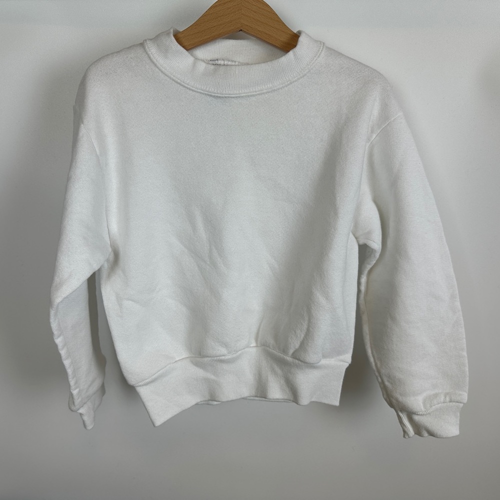 VINTAGE Jerzees White Crewneck Sweatshirt‎ Kids Small 6-8 Solid Blank unisex